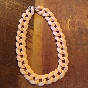 Peach Retro Link Statement Neckalce